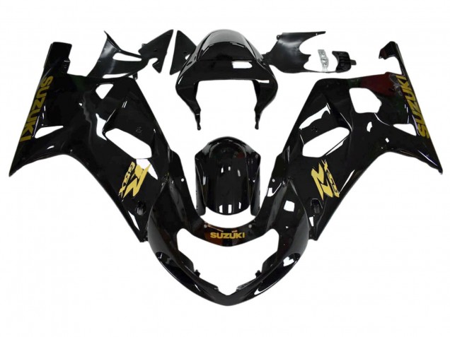 Carénages Moto Suzuki GSXR 600 / GSXR 750 2001-2003 - Noir Brillant Or Décalque