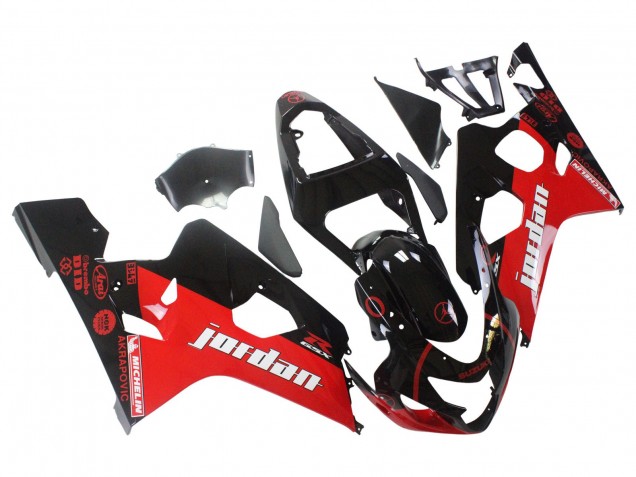 Carénages Moto Suzuki GSXR 600 / GSXR 750 2004-2005 - Noir Brillant Rouge Jordan Michelin