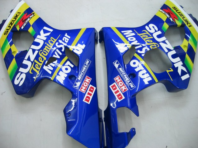 Carénages Moto Suzuki GSXR 600 / GSXR 750 2004-2005 - Bleu Blanc Jaune Vert Telefonica Motul MoviStar