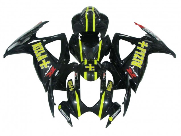 Carénages Moto Suzuki GSXR 600 / GSXR 750 2006-2007 - Noir Brillant Jaune Rizla