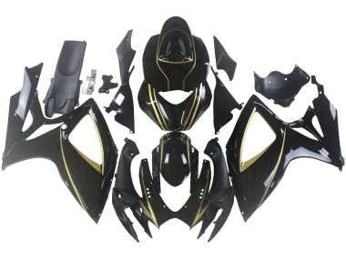 Carénages Moto Suzuki GSXR 600 / GSXR 750 2006-2007 - Noir Brillant Or Bande