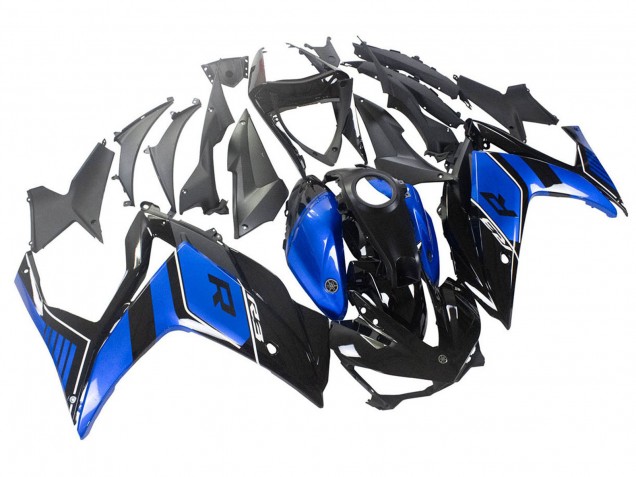 Carénage Moto Yamaha YZF R3/R25 2015-2018 - Bleu Noir Brillant