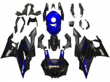 Carénages Moto Yamaha YZF R3/R25 2019-2021 - Bleu Noir Fibre de Carbone ENEOS Yamalube