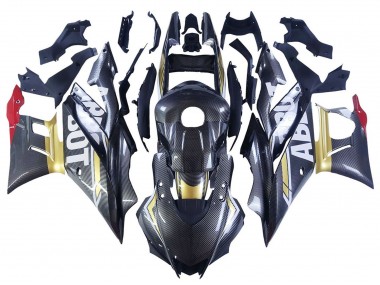Carénages Moto Yamaha YZF R3/R25 2022-2024 - Noir Fibre de Carbone Style Or Rouge ABBOT