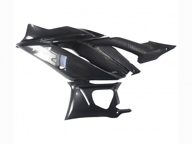 Carénages Moto Yamaha YZF R3/R25 2022-2024 - Noir Fibre de Carbone Style Argent Bleu