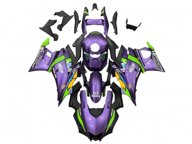 Carénages Moto Yamaha YZF R3/R25 2022-2024 - Violet Vert Jaune Trick Star EVA Courses 21