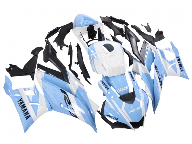 Carénages Moto Yamaha YZF R3/R25 2022-2024 - Blanc Bleu Clair