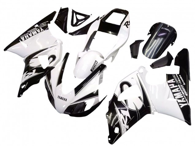Carénages Moto Yamaha YZF 1000 R1 1998-1999 - Blanc Noir Brillant