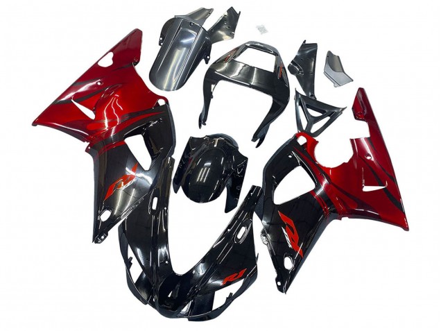 Carénages Moto Yamaha YZF 1000 R1 1998-1999 - Noir Brillant Rouge