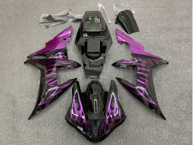 Carénages Moto Yamaha YZF 1000 R1 2002-2003 - Noir Brillant Violet Flamme