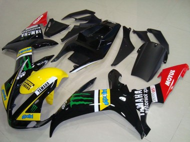 Carénages Moto Yamaha YZF R1 2002-2003 - Noir Brillant Jaune Rouge Vert Motul Monstre