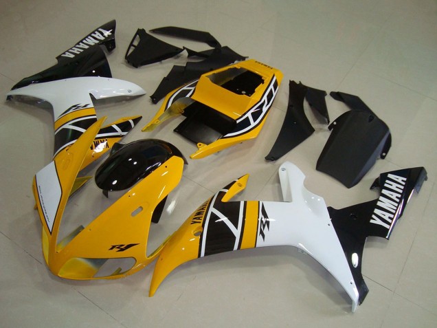 Carénages Moto Yamaha YZF R1 2002-2003 - Jaune Blanc Noir Anniversaire
