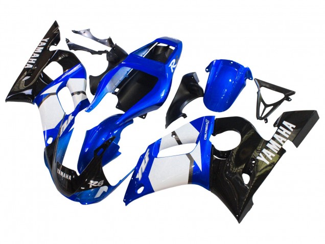 Carénages Moto Yamaha YZF 600 R6 1998-2002 - Blanc Bleu Noir Brillant