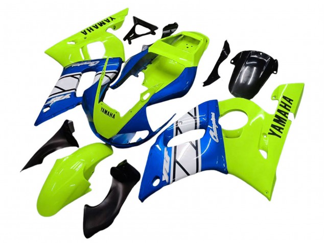 Carénages Moto Yamaha YZF 600 R6 1998-2002 - Vert Néon Bleu Blanc Champions