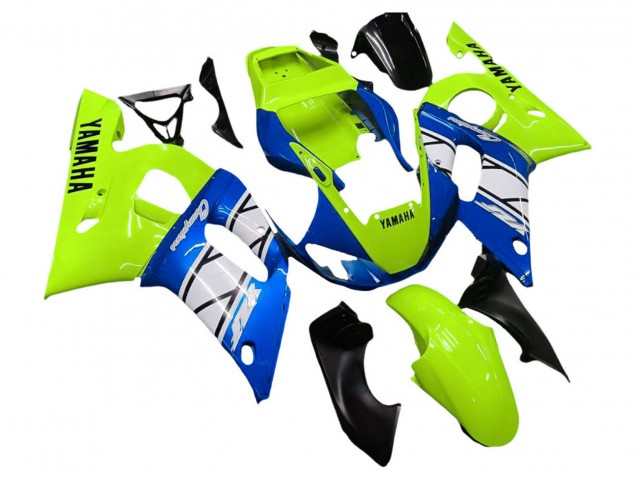 Carénages Moto Yamaha YZF 600 R6 1998-2002 - Vert Néon Bleu Blanc Champions