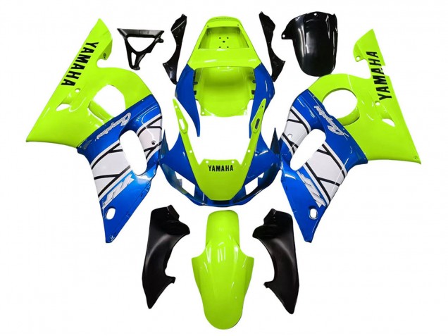 Carénages Moto Yamaha YZF 600 R6 1998-2002 - Vert Néon Bleu Blanc Champions