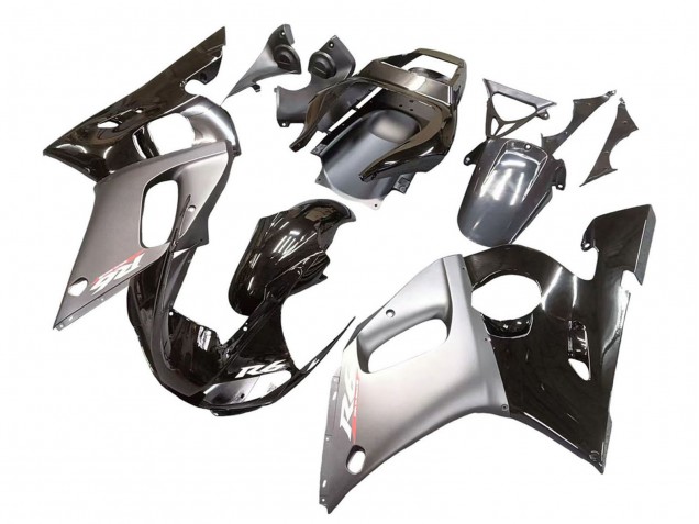Carénages Moto Yamaha YZF 600 R6 1998-2002 - Argent Noir Brillant