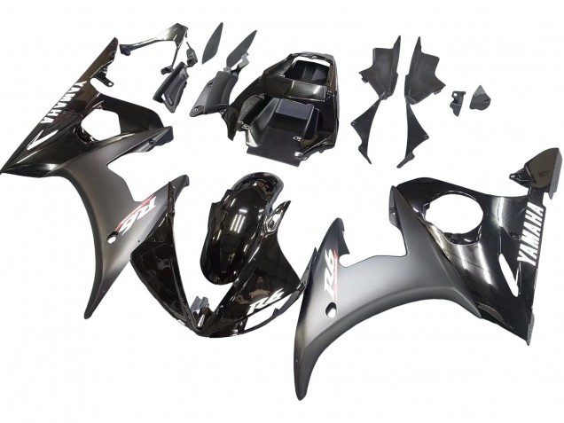 Carénages Moto Yamaha YZF R6 2003-2004 - Noir Brillant Noir Mat Blanc Décalque