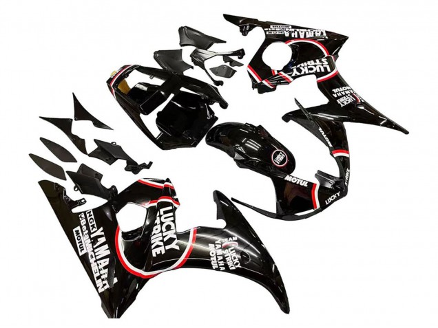 Carénages Moto Yamaha YZF R6 2003-2004 - Noir Brillant Rouge Blanc Lucky Strike Motul