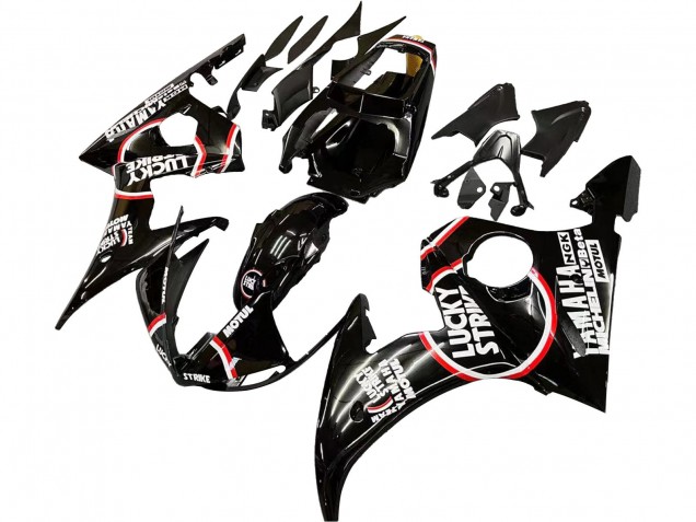 Carénages Moto Yamaha YZF R6 2003-2004 - Noir Brillant Rouge Blanc Lucky Strike Motul