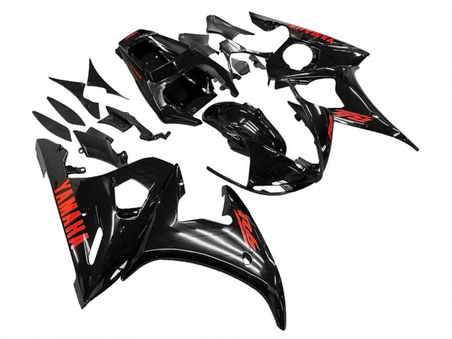 Carénages Moto Yamaha YZF R6 2003-2004 - Noir Brillant Rouge