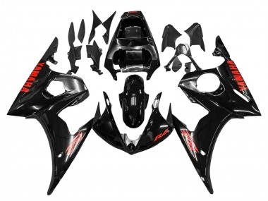 Carénages Moto Yamaha YZF R6 2003-2004 - Noir Brillant Rouge