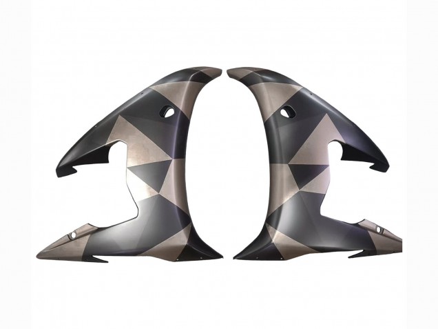 Carénages Moto Yamaha YZF R6 2003-2004 - Gris Noir Mat Geometric