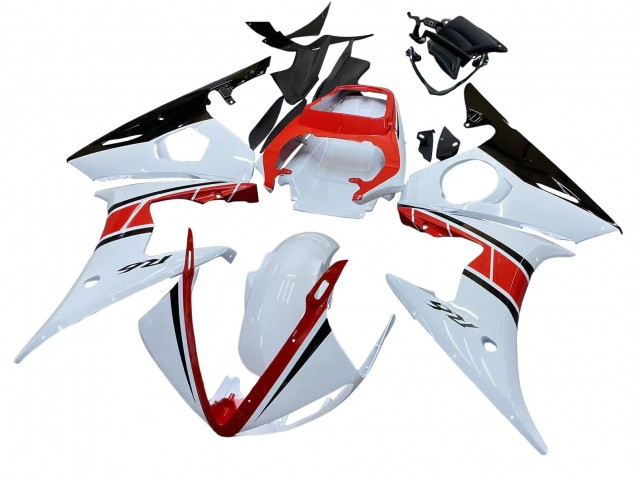 Carénages Moto Yamaha YZF R6 2003-2004 - Blanc Rouge Noir Brillant