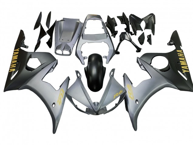 Carénages Moto Yamaha YZF 600 R6 2005 - Gris Noir Mat Or