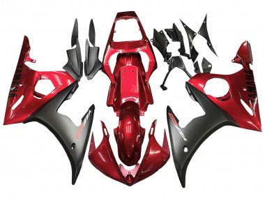 Carénage Moto Yamaha YZF 600 R6 2005 - Rouge Noir Mat
