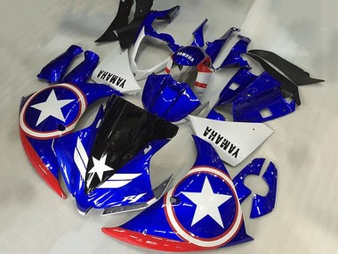 Carénages Moto Yamaha YZF R1 2009-2011 - Bleu Blanc Rouge Noir Étoile Captain America