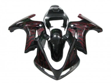 Carénages Moto Suzuki SV650 2003-2013 - Noir Brillant Rouge Flamme