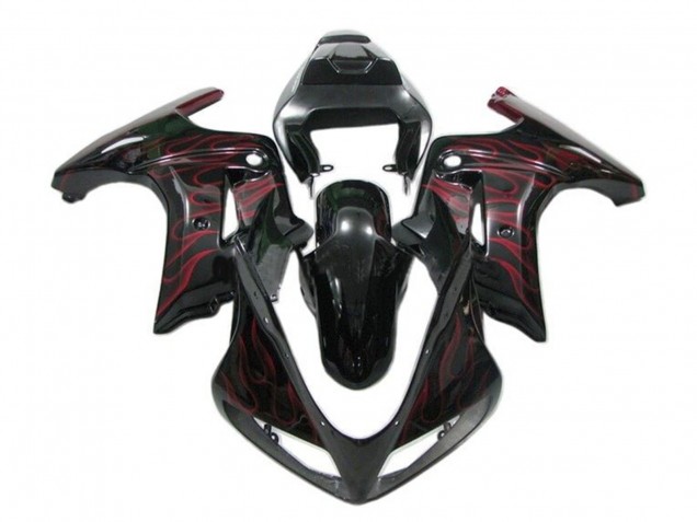 Carénages Moto Suzuki SV650 2003-2013 - Noir Brillant Rouge Flamme