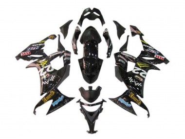 Carénages Moto Kawasaki ZX10R 2008-2010 - Noir Brillant Bleu Jaune Monstre