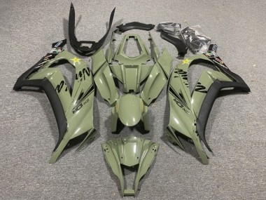 Carénages Moto Kawasaki ZX10R 2011-2015 - Vert Foncé Armée Noir Jaune Étoile