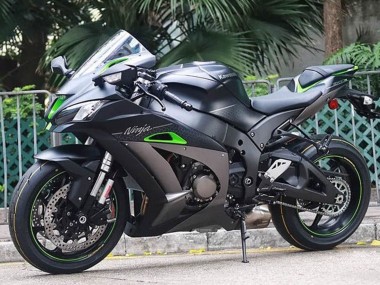Carénages Moto Kawasaki ZX10R 2016-2020 - Noir Mat Vert Argent