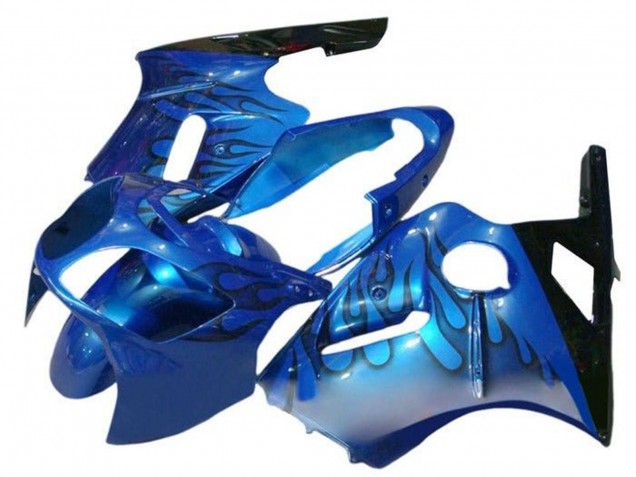 Carénages Moto Kawasaki ZX12R 2000-2001 - Bleu Noir Flamme