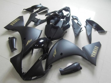 Carénage Moto Yamaha YZF R1 2012-2014 - Noir Brillant Noir Mat Or Décalque