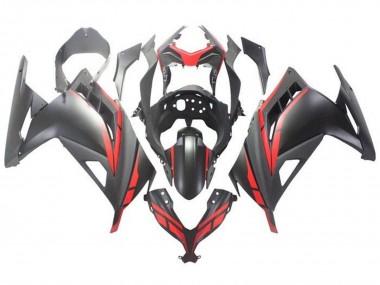Carénage Moto Kawasaki EX300 2013-2017 - Noir Mat Rouge