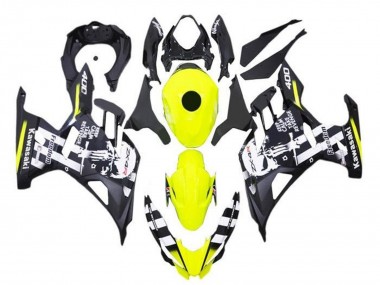 Carénages Moto Kawasaki Ninja 400 2018-2024 - Jaune Noir Blanc Crâne