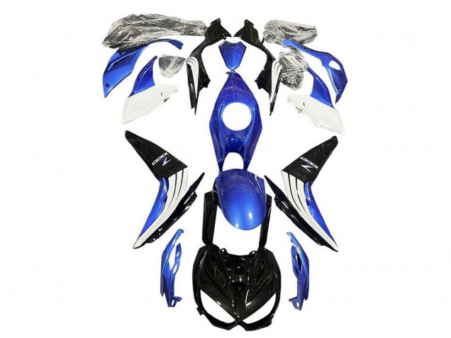 Carénages Moto Kawasaki Z1000 2014-2019 - Bleu Blanc Noir Brillant