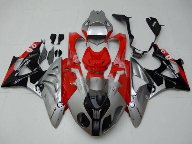 Carénages Moto BMW S1000RR 2009-2014 - Argent Rouge Noir
