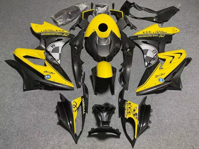 Carénages Moto BMW S1000RR 2017-2018 - Jaune Fausse Fibre de Carbone
