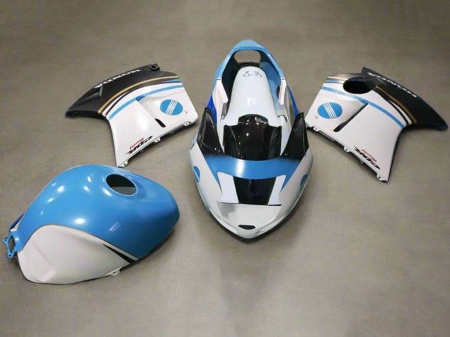 Carénages Moto Honda CBR1100XX Blackbird 1996-2007 - Blanc Bleu Noir Konica Minolta