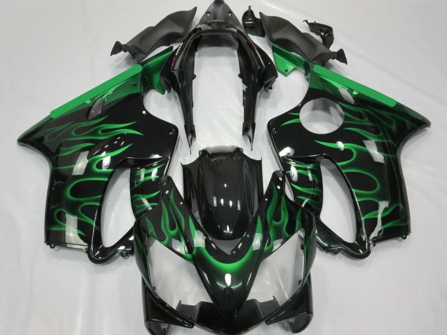 Carénages Moto Honda CBR600 F4i 2004-2007 - Noir Brillant Vert Flamme