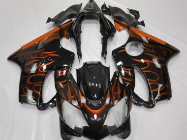 Carénages Moto Honda CBR600 F4i 2004-2007 - Noir Brillant Orange Flamme