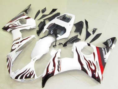 Carénages Moto Yamaha YZF R6 2003-2004 - Blanc Rouge Noir Flamme Michelin