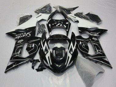 Carénages Moto Kawasaki ZX6R 2005-2006 - Noir Brillant Blanc Corona Extra Tribal