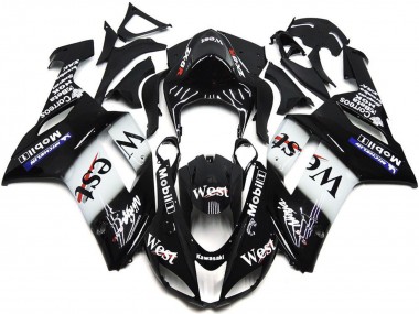 Carénages Moto Kawasaki ZX6R 2007-2008 - Noir Blanc West Mobil