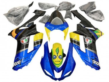Carénages Moto Kawasaki ZX6R 2007-2008 - Bleu Noir Jaune Requin